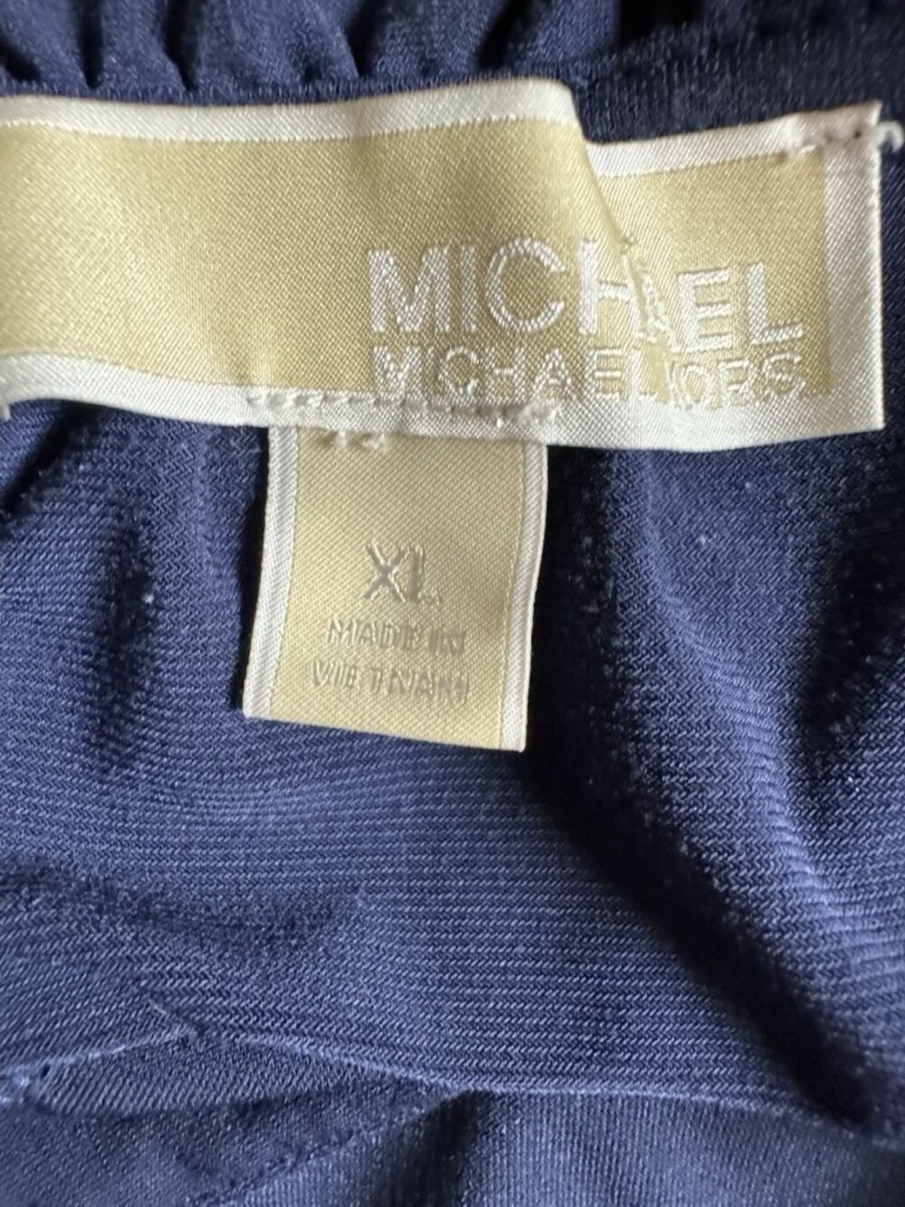 Michael Kors Womens Blouse XL Navy Sleeveless Ruffle V Neck Stretch - Picture 4 of 5